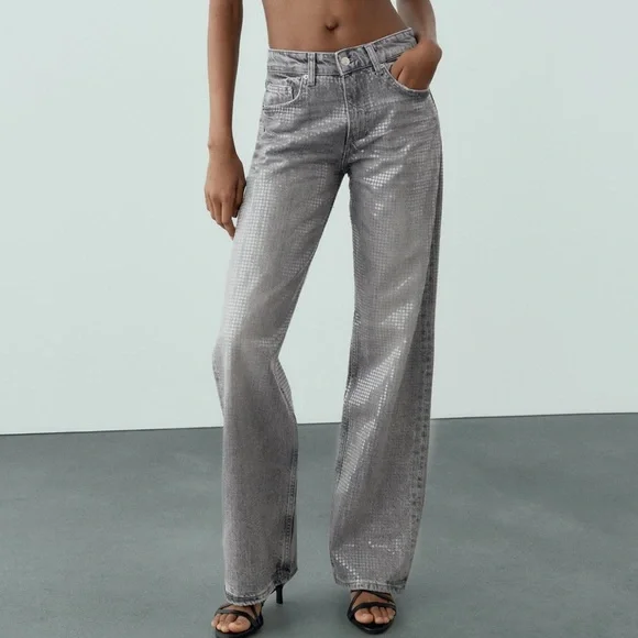 Vaqueros Mujer Verano Jeans ZARA Tiro Medio, Pierna Ancha